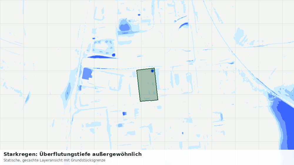Statische Kartenansicht: Starkregen: Überflutungstiefe außergewöhnlich
