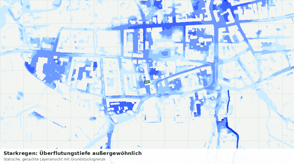 Statische Kartenansicht: Starkregen: Überflutungstiefe außergewöhnlich