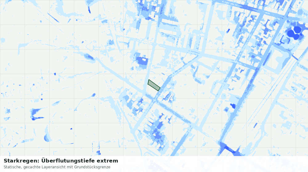 Statische Kartenansicht: Starkregen: Überflutungstiefe extrem