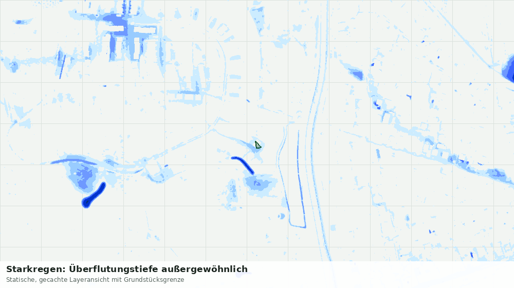 Statische Kartenansicht: Starkregen: Überflutungstiefe außergewöhnlich
