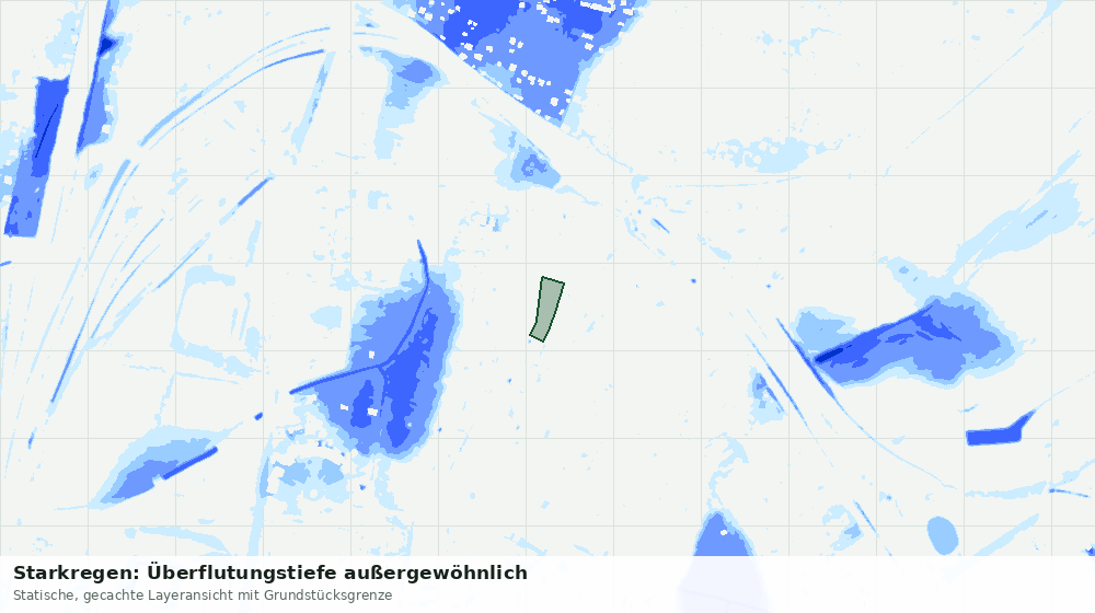 Statische Kartenansicht: Starkregen: Überflutungstiefe außergewöhnlich
