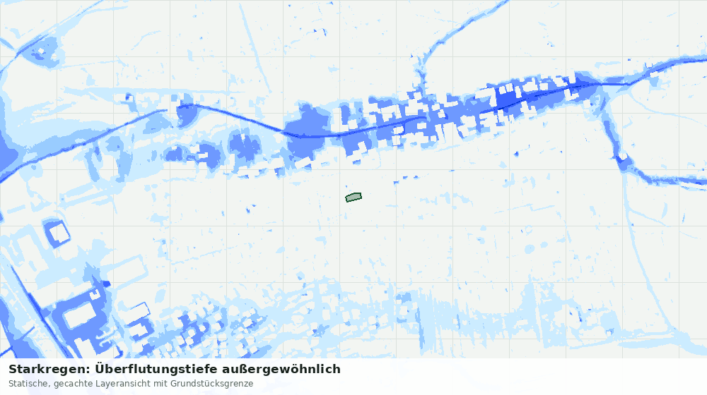 Statische Kartenansicht: Starkregen: Überflutungstiefe außergewöhnlich