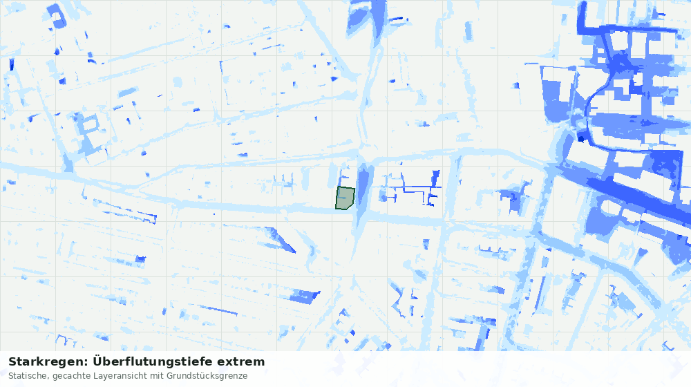 Statische Kartenansicht: Starkregen: Überflutungstiefe extrem