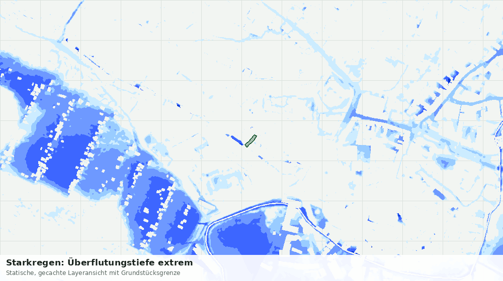 Statische Kartenansicht: Starkregen: Überflutungstiefe extrem