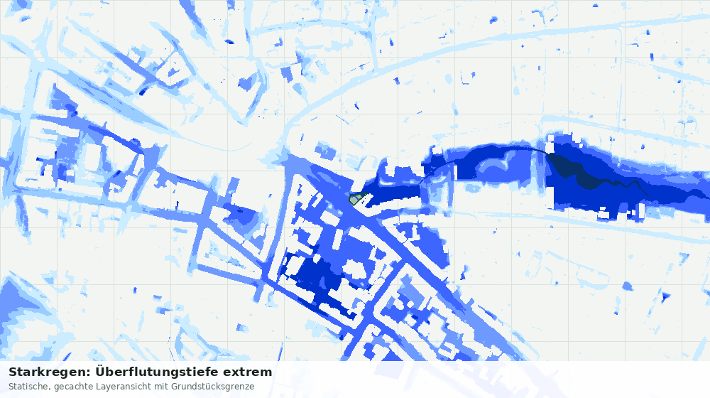 Statische Kartenansicht: Starkregen: Überflutungstiefe extrem