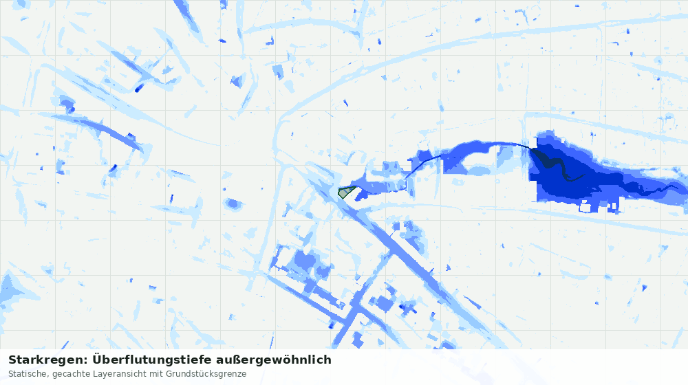 Statische Kartenansicht: Starkregen: Überflutungstiefe außergewöhnlich