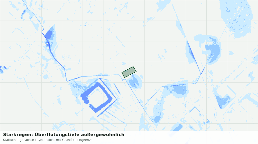 Statische Kartenansicht: Starkregen: Überflutungstiefe außergewöhnlich