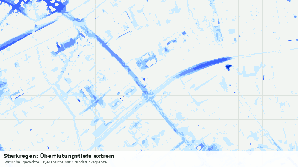 Statische Kartenansicht: Starkregen: Überflutungstiefe extrem