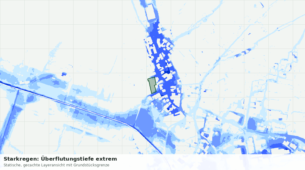 Statische Kartenansicht: Starkregen: Überflutungstiefe extrem