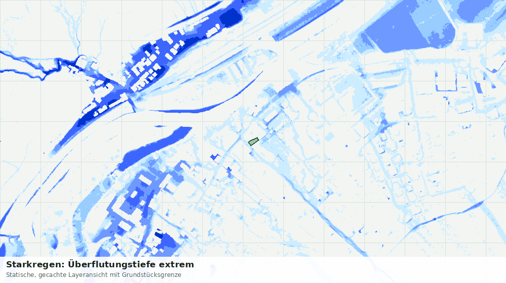 Statische Kartenansicht: Starkregen: Überflutungstiefe extrem