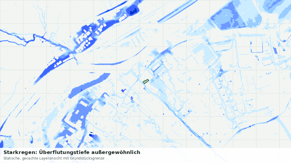 Statische Kartenansicht: Starkregen: Überflutungstiefe außergewöhnlich