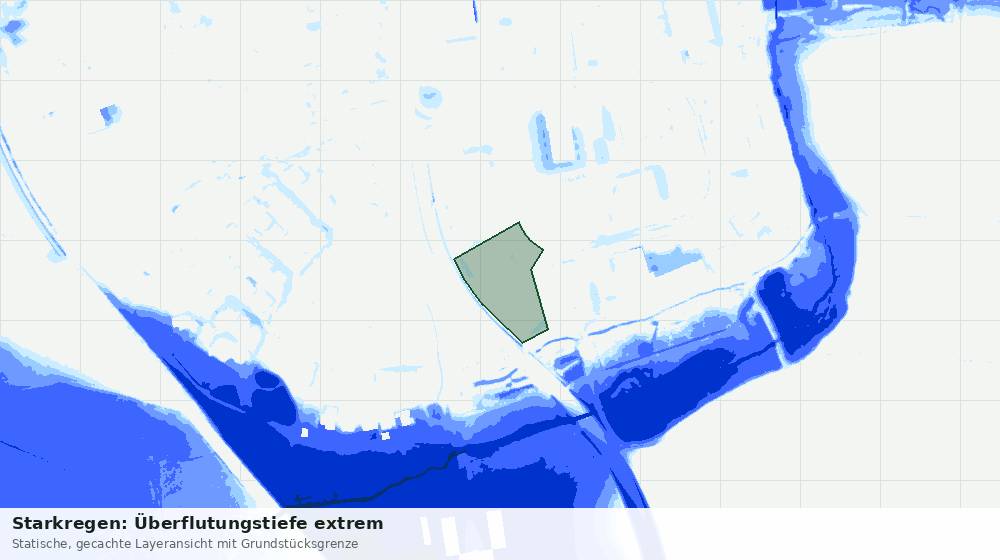 Statische Kartenansicht: Starkregen: Überflutungstiefe extrem