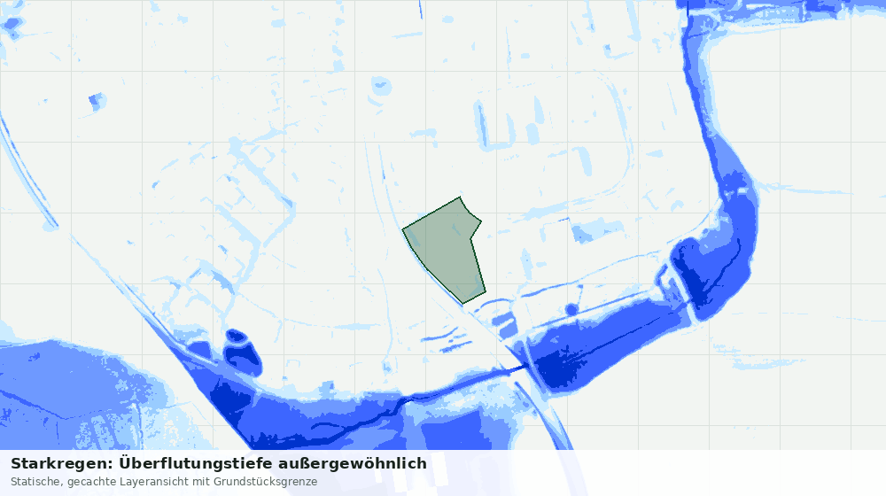 Statische Kartenansicht: Starkregen: Überflutungstiefe außergewöhnlich