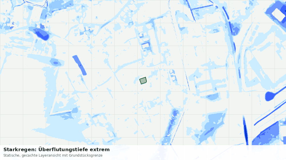 Statische Kartenansicht: Starkregen: Überflutungstiefe extrem