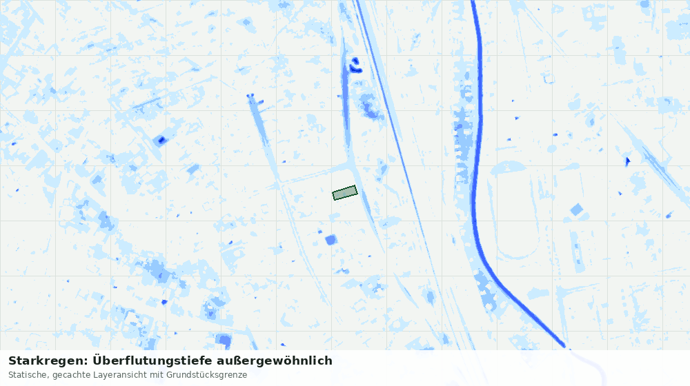 Statische Kartenansicht: Starkregen: Überflutungstiefe außergewöhnlich