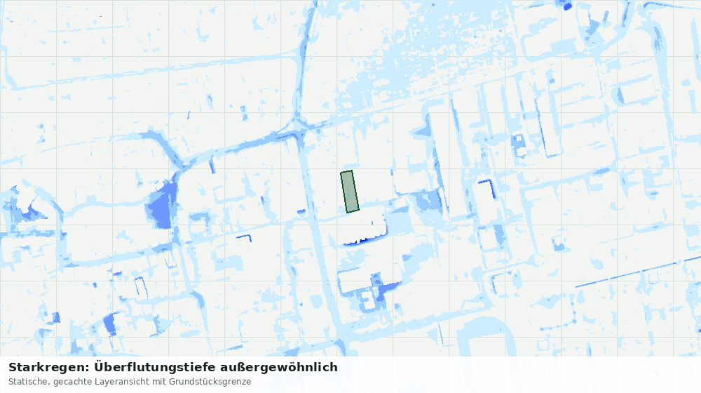 Statische Kartenansicht: Starkregen: Überflutungstiefe außergewöhnlich