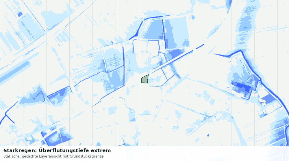 Statische Kartenansicht: Starkregen: Überflutungstiefe extrem