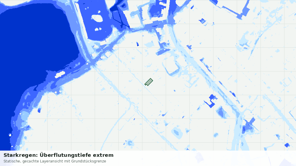 Statische Kartenansicht: Starkregen: Überflutungstiefe extrem