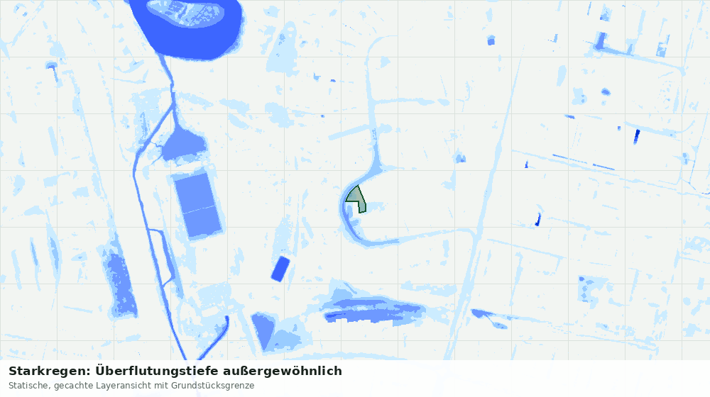 Statische Kartenansicht: Starkregen: Überflutungstiefe außergewöhnlich