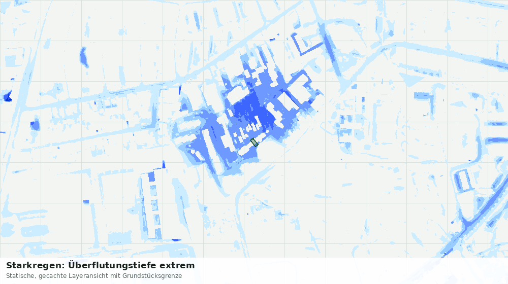 Statische Kartenansicht: Starkregen: Überflutungstiefe extrem