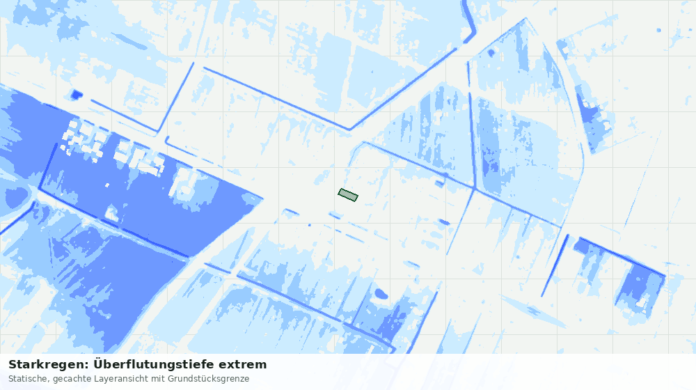 Statische Kartenansicht: Starkregen: Überflutungstiefe extrem