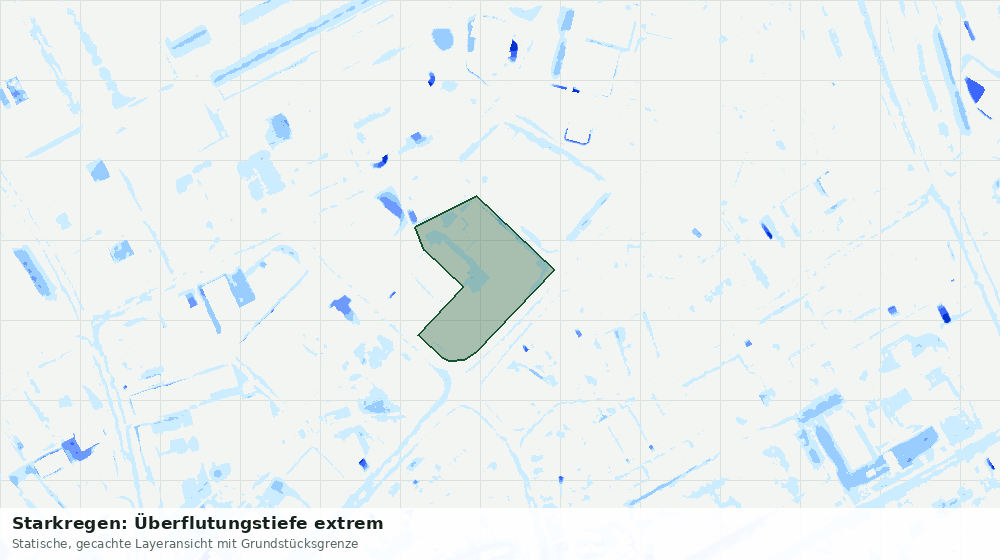 Statische Kartenansicht: Starkregen: Überflutungstiefe extrem