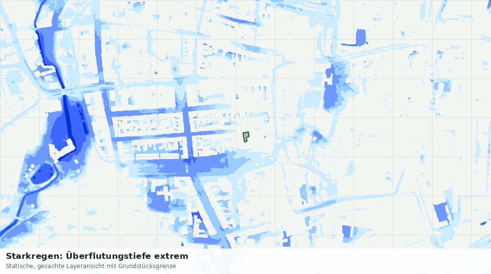 Statische Kartenansicht: Starkregen: Überflutungstiefe extrem