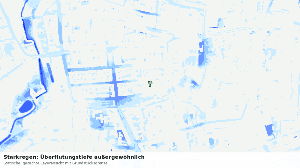 Statische Kartenansicht: Starkregen: Überflutungstiefe außergewöhnlich