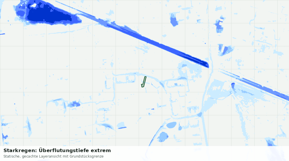 Statische Kartenansicht: Starkregen: Überflutungstiefe extrem
