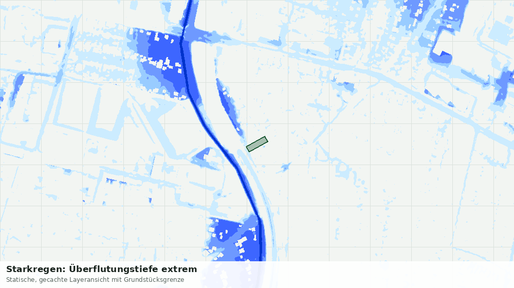 Statische Kartenansicht: Starkregen: Überflutungstiefe extrem