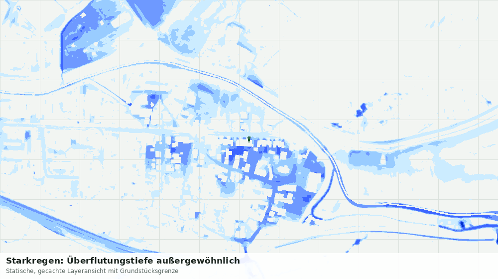 Statische Kartenansicht: Starkregen: Überflutungstiefe außergewöhnlich