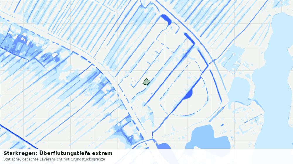 Statische Kartenansicht: Starkregen: Überflutungstiefe extrem