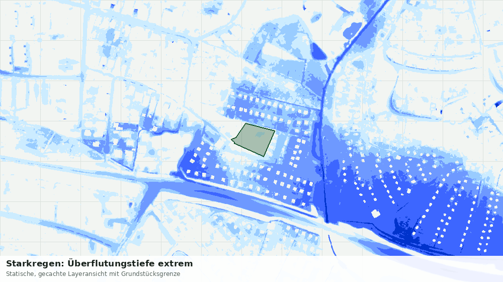 Statische Kartenansicht: Starkregen: Überflutungstiefe extrem