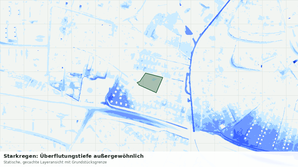 Statische Kartenansicht: Starkregen: Überflutungstiefe außergewöhnlich