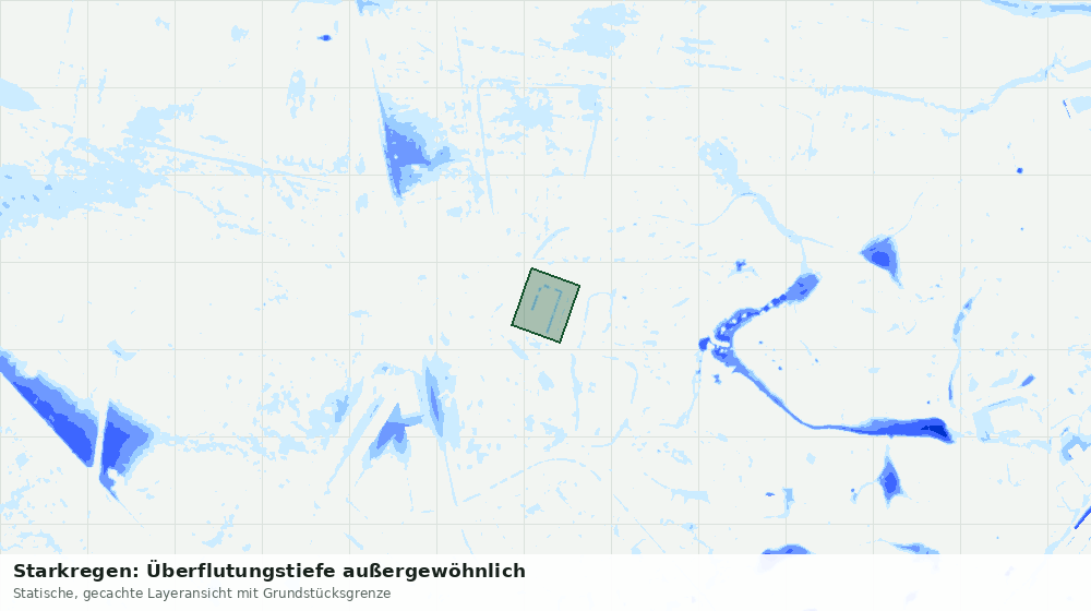 Statische Kartenansicht: Starkregen: Überflutungstiefe außergewöhnlich