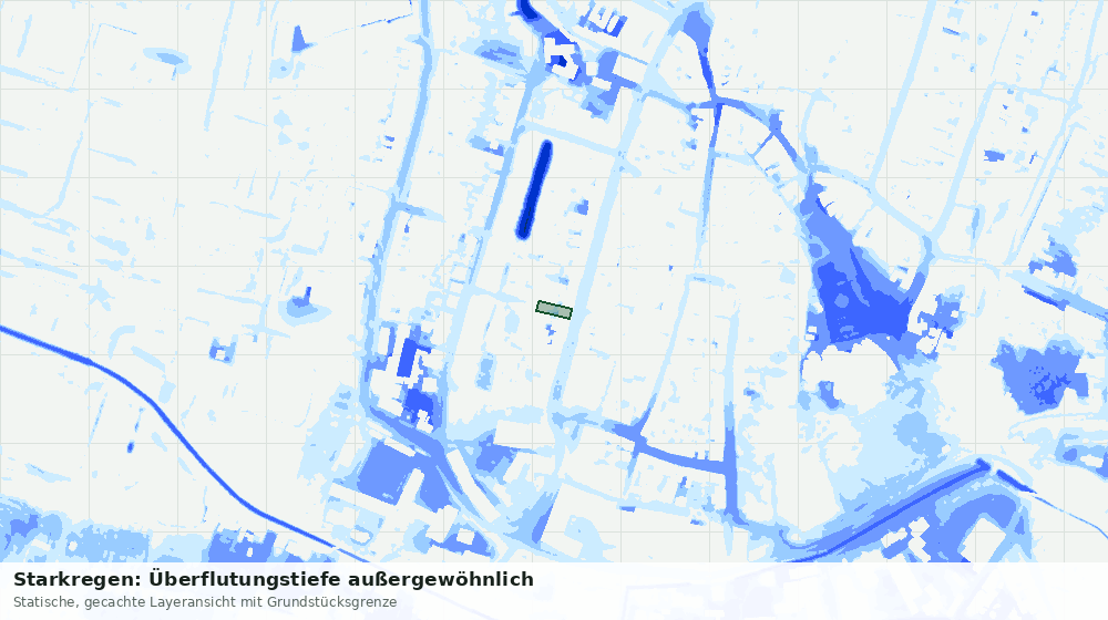 Statische Kartenansicht: Starkregen: Überflutungstiefe außergewöhnlich