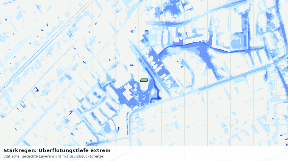 Statische Kartenansicht: Starkregen: Überflutungstiefe extrem
