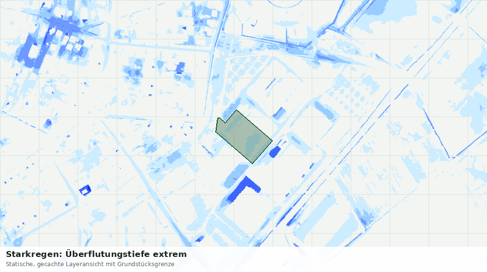Statische Kartenansicht: Starkregen: Überflutungstiefe extrem