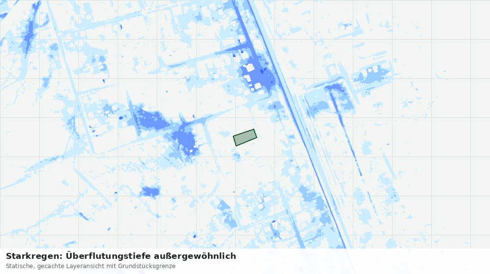 Statische Kartenansicht: Starkregen: Überflutungstiefe außergewöhnlich