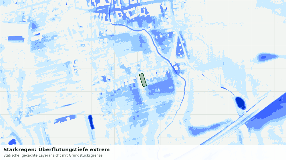Statische Kartenansicht: Starkregen: Überflutungstiefe extrem