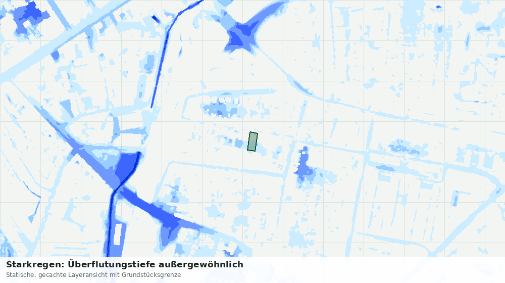 Statische Kartenansicht: Starkregen: Überflutungstiefe außergewöhnlich