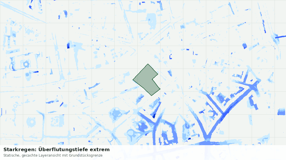 Statische Kartenansicht: Starkregen: Überflutungstiefe extrem