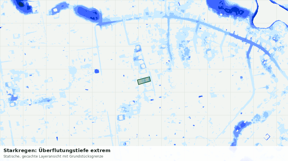 Statische Kartenansicht: Starkregen: Überflutungstiefe extrem