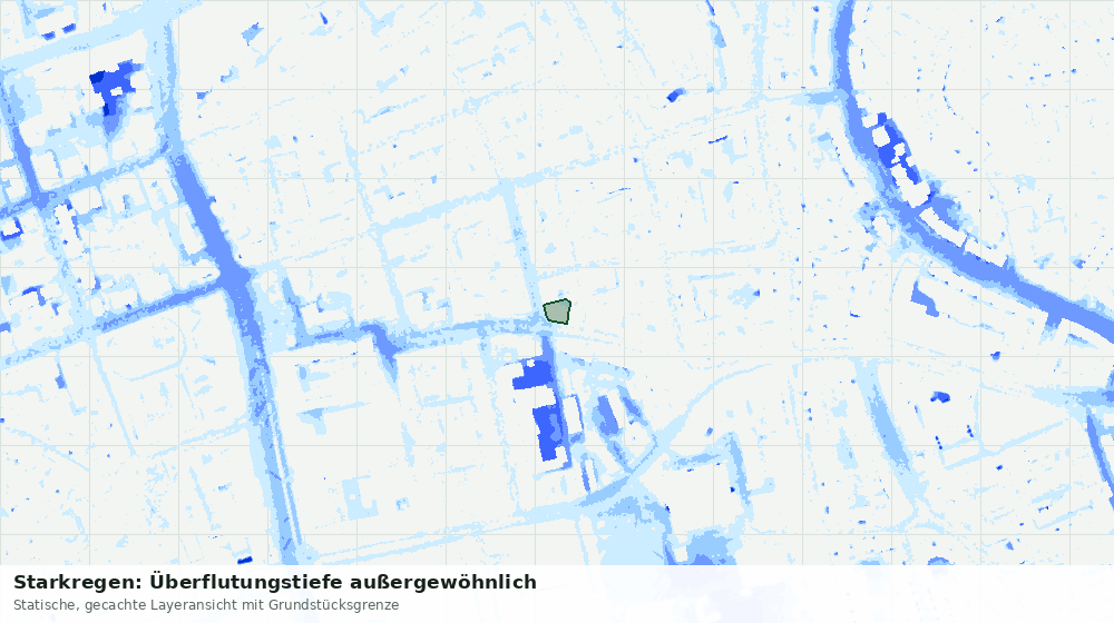 Statische Kartenansicht: Starkregen: Überflutungstiefe außergewöhnlich