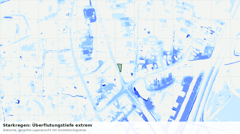 Statische Kartenansicht: Starkregen: Überflutungstiefe extrem