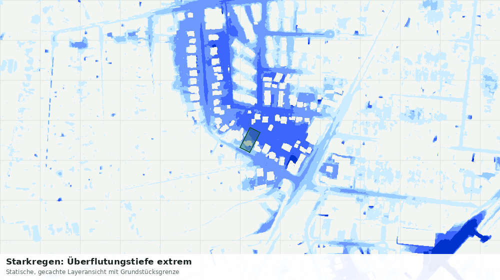 Statische Kartenansicht: Starkregen: Überflutungstiefe extrem
