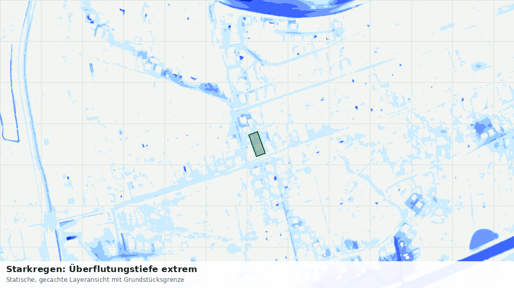Statische Kartenansicht: Starkregen: Überflutungstiefe extrem