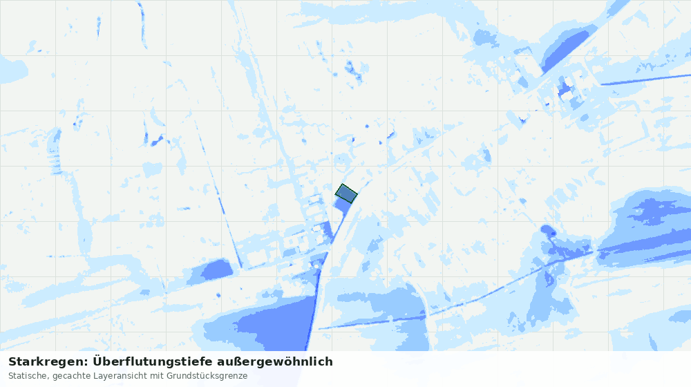 Statische Kartenansicht: Starkregen: Überflutungstiefe außergewöhnlich
