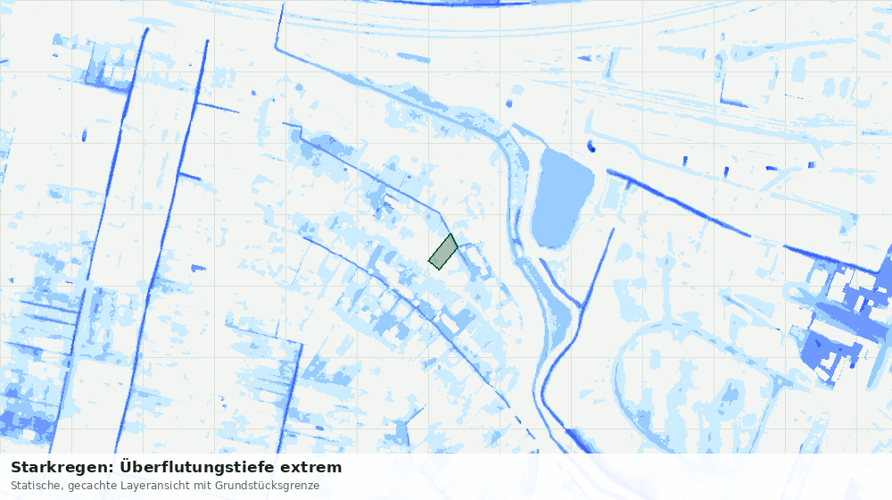 Statische Kartenansicht: Starkregen: Überflutungstiefe extrem