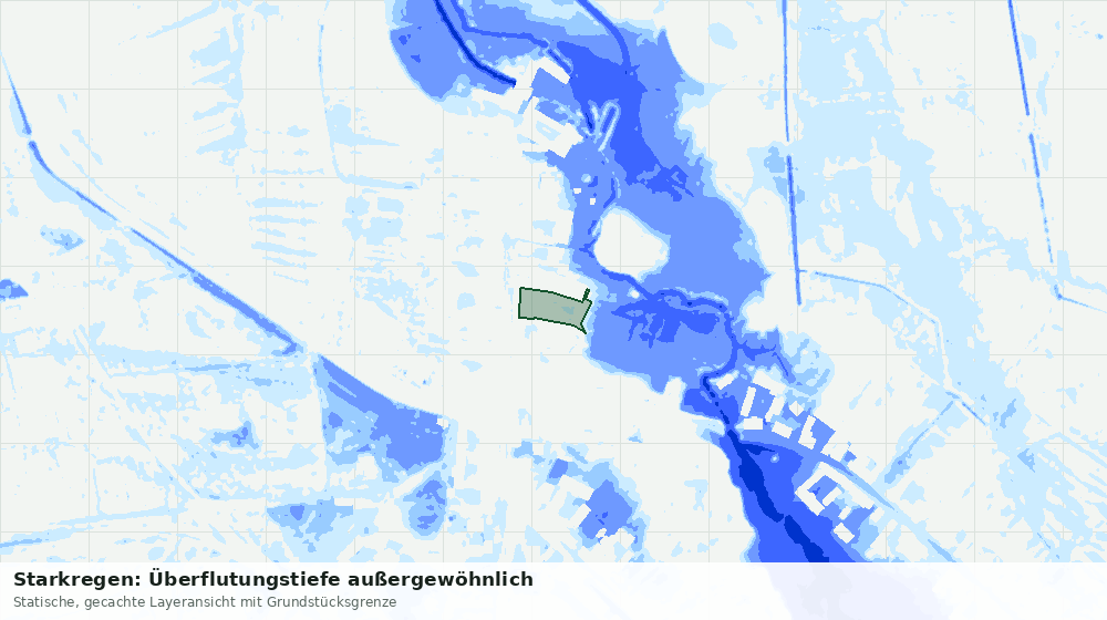 Statische Kartenansicht: Starkregen: Überflutungstiefe außergewöhnlich